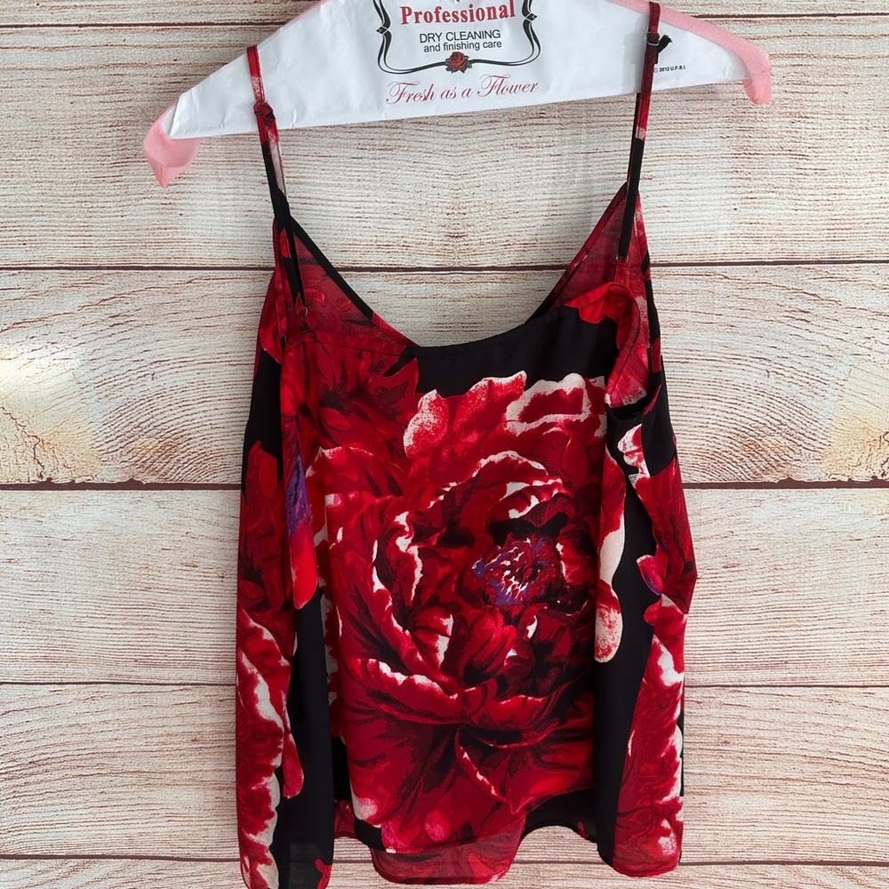 Floral Red and Black Women's Top - Picture 2 of 2